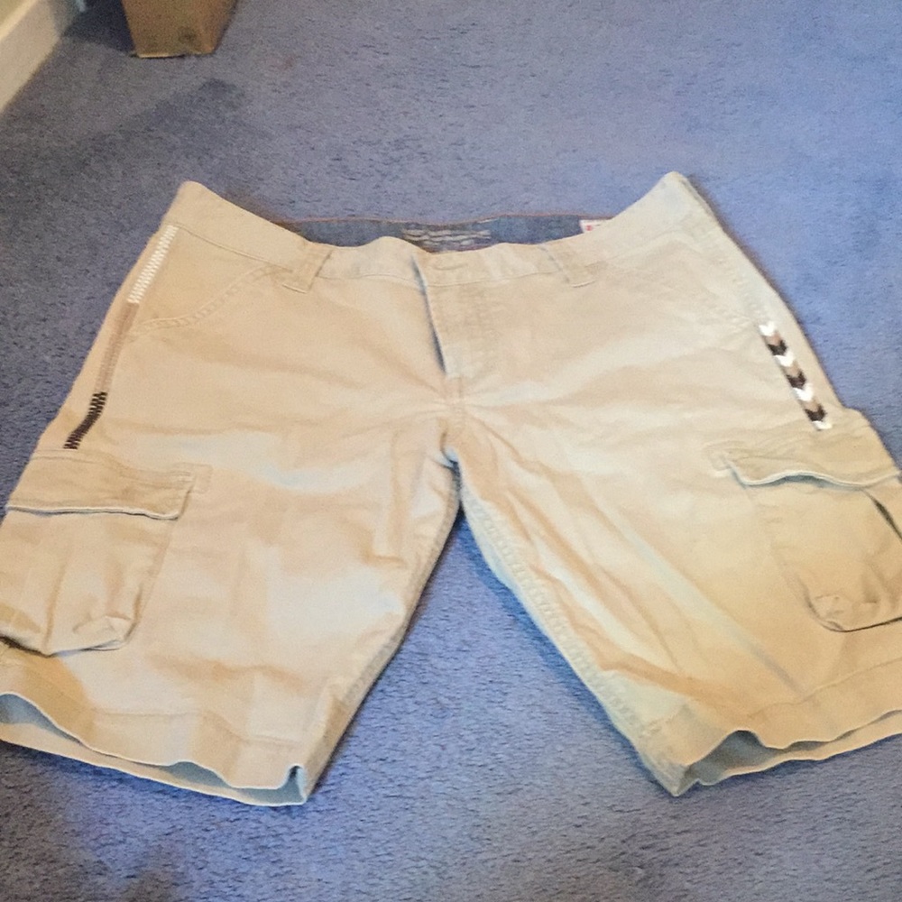 Tan cargo walking shorts